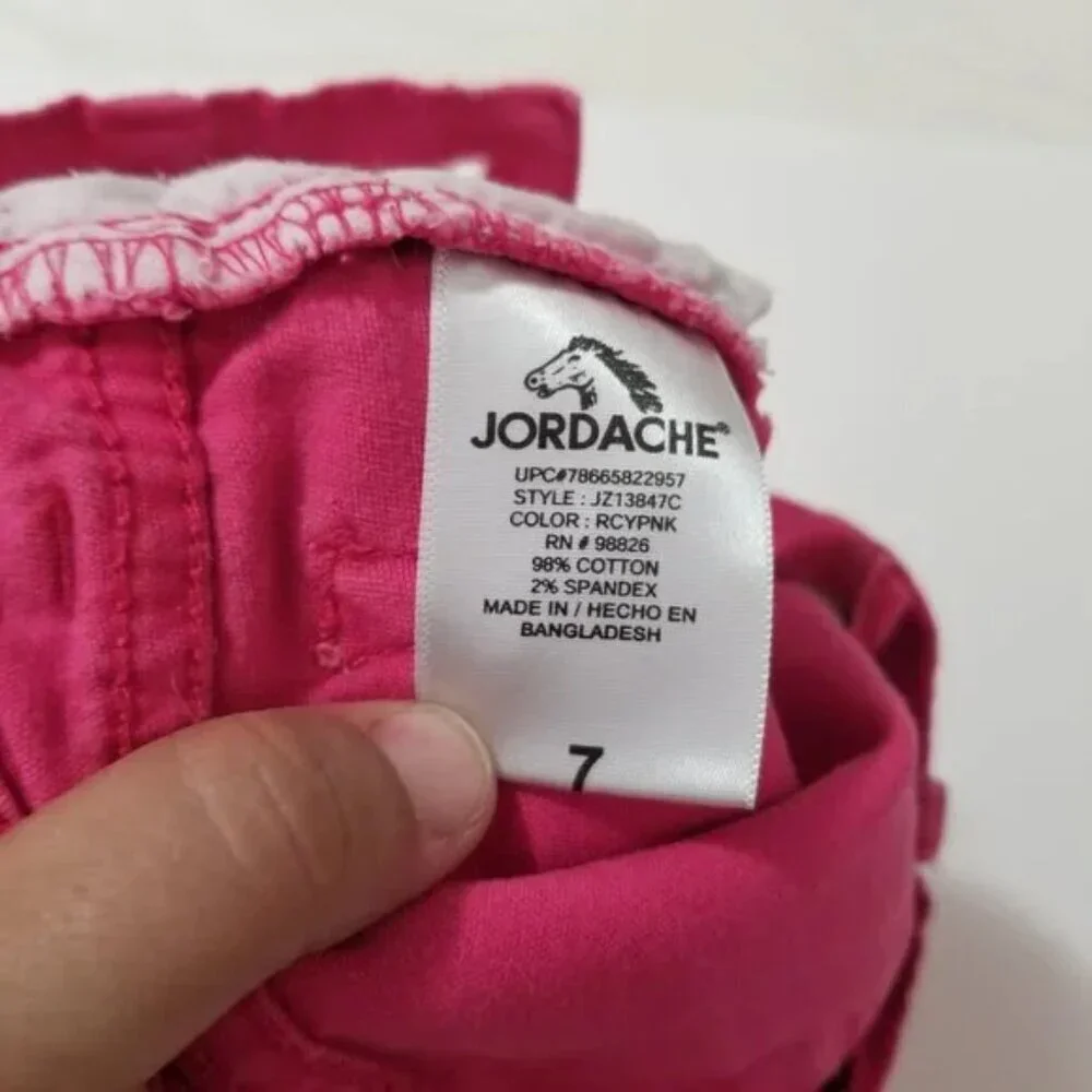 🔴 Jordache sparkle pink lightweight denim shorts girls size 7 (F23)